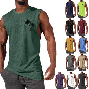 Stylish Men's Workout Muscle Tank Tops | Palm Tree Design | Range of Colors | Sleeveless