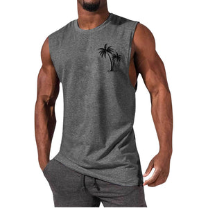 Stylish Men's Workout Muscle Tank Tops | Palm Tree Design | Range of Colors | Sleeveless